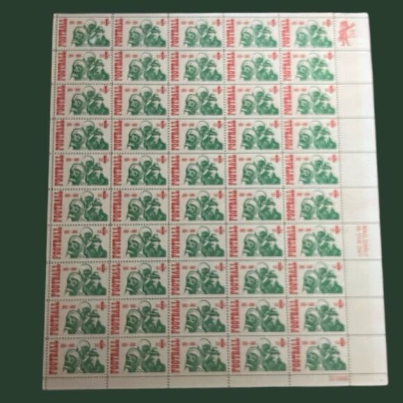 Vintage MNH 1969 Scott #1382 College Football 6 Cent Stamp Sheet of 50 Stamps - Picture 2 of 5